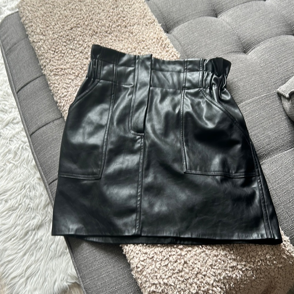 Leather high rise skirt